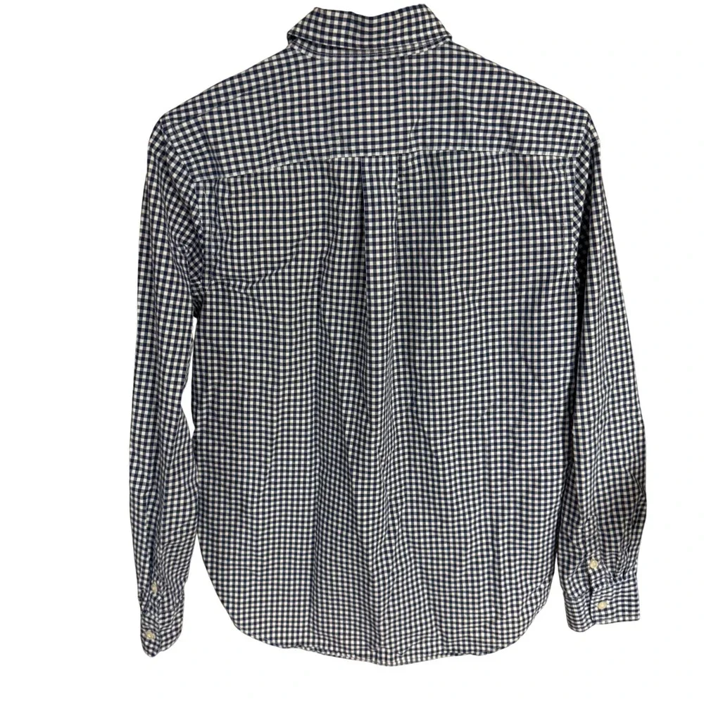 Ralph Lauren Boys XL 18-20 Navy White Gingham Button Down Shirt Long Sleeve Pony